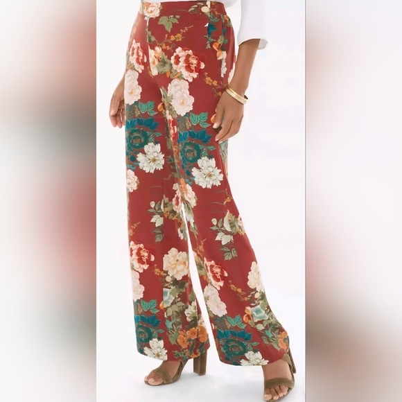 Chico's Pants - Chico's Floral Palazzo Pants Women 2R